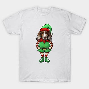 Brittany Spaniel Christmas Elf T-Shirt